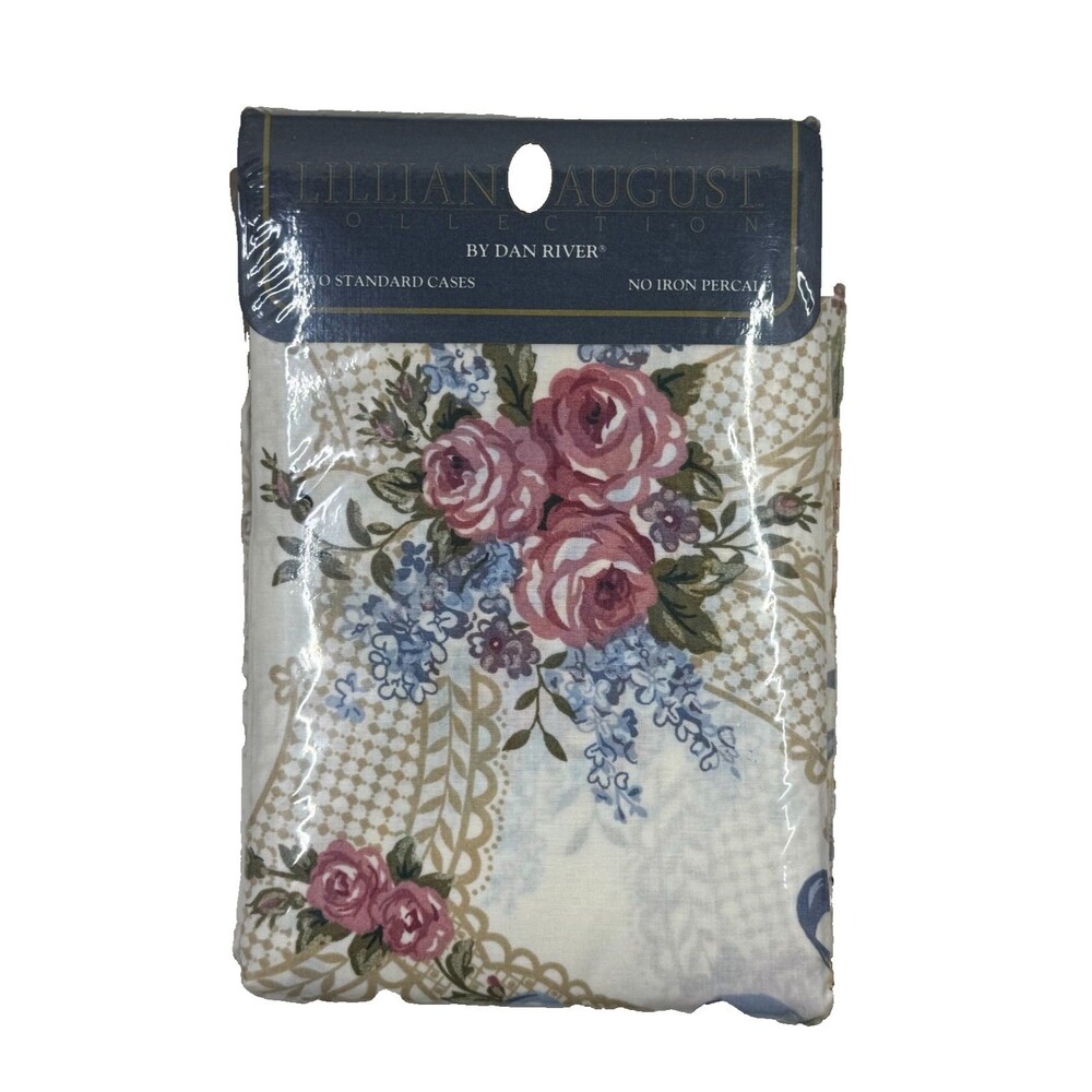 Vtg Lillian August by Dan River Standard Pillowcases Floral